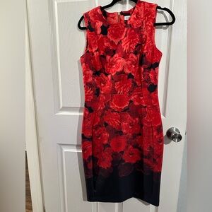 Calvin Klein Floral Red and Black Dress